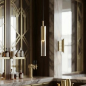 Модерен прожектор златен с кехлибарено стъкло за релсова система 1-фазна - Slimline Loyce