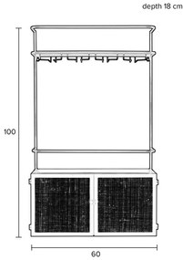 Черна ратанова стойка за вино 18x100 cm Guuji - White Label