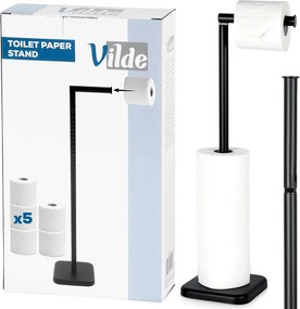 Свободностоящ WC сет с държач за тоалетна хартия, черна 56см