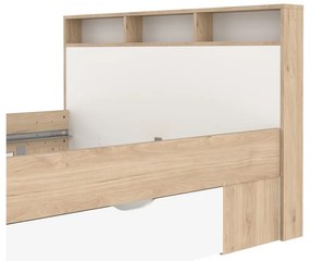 Двойно легло от дъбов декор с място за съхранение без ламелно дъно в естествен цвят 140x200 cm Ikast – Tvilum