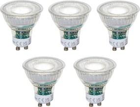 Комплект от 5 GU10 50mm димируеми LED крушки прозрачни 2.5W 450 lm 6500K