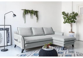 Светлосив ъглов разтегателен диван, десен ъгъл Charming Charlie - Miuform