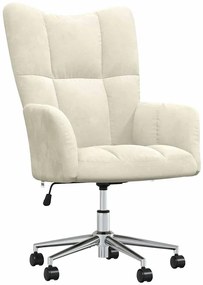 328170 vidaXL Релакс стол, кремаво-бял, кадифе