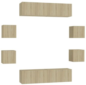 3078961 vidaXL Комплект ТВ шкафове от 8 части, дъб сонома, инженерно дърво