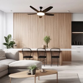 Вентилатор за таван черен 130 см вкл. LED димируем с дистанционно управление - Vifte