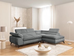 Сив ъглов диван от рипсено кадифе (десен ъгъл L форма) Marbeya – Ropez
