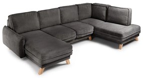 Сив сгъваем ъглов диван от рипсено кадифе (десен ъгъл/"U" форма) Tori – Bonami Selection