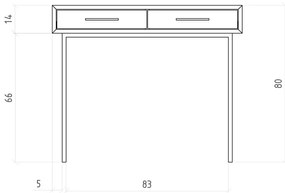 Дъбова тоалетка 97x45 cm Abies - The Beds