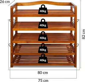 Поставка за обувки от масивна акациева дървесина 75 × 26 × 82 cm