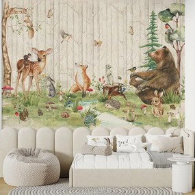 Фототапет за детска стая с мечка и горски животни – Woodland Friends