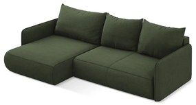 Зелен разтегателен ъглов диван с място за съхранение (ляв ъгъл) Nanea – Makamii