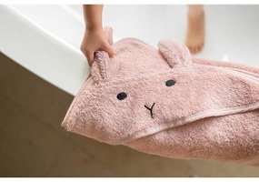 Розово-кафява памучна детска хавлия с качулка 75x75 cm Rabbit – Kindsgut