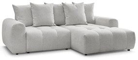 Светлосив шенилов разтегателен ъглов диван с място за съхранение (десен ъгъл) Roxelane – Bobochic Paris