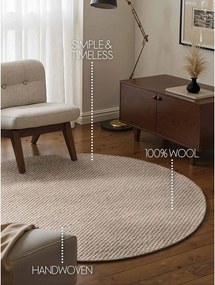 Бежов ръчно изработен вълнен кръгъл килим ø 160 cm Lyon Beans – Elle Decoration