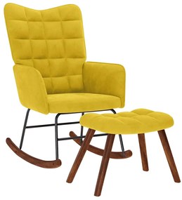 4016850 vidaXL Люлеещ се стол с табуретка, жълт кадифе
