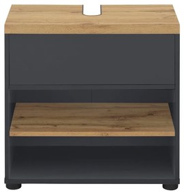 Антрацитен шкаф за мивка от декор от дъб 60x57 cm Thessa – Støraa