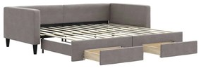 3196622 vidaXL Канапе с изтеглящо легло и чекмеджета таупе 100x200 см плат