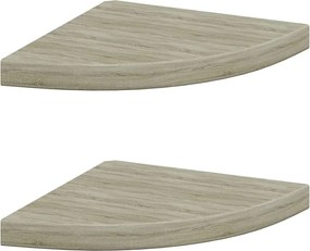 323926 vidaXL Окачени ъглови рафтове, 2 бр, дъб, 35x35x3,8 см, МДФ