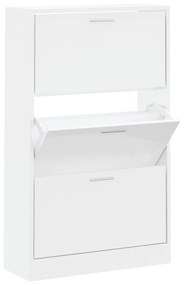 342554 vidaXL Шкаф за обувки, бял гланц, 63x24x103 см, инженерно дърво