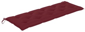 3063330 vidaXL Стифираща градинска пейка с възглавница, 159 см, тик масив