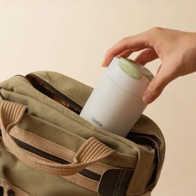 Термочаша Outin Travel Tumbler, 350 мл, Топло 6ч, Студено 12ч, Неръждаема стомана 316L, Двойни стени, Вакуумна изолация, Пясъчно бял