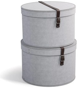 Светлосиви картонени кутии за съхранение с капаци в комплект от 2 бр. ø 37,5x25,5 cm Rut – Bigso Box of Sweden