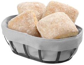 Черно-сива кошница за хляб с текстилна подплата , 16 x 25 cm - Hendi