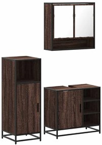 3300999 vidaXL Комплект мебели за баня от 3 части, кафяв дъб, инженерно дърво