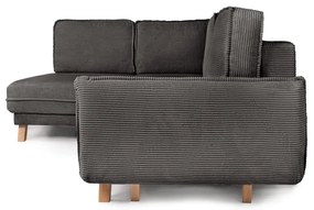 Сив сгъваем ъглов диван от рипсено кадифе (ляв ъгъл) Tori – Bonami Selection