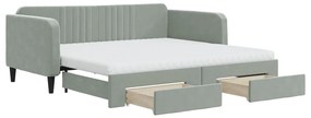 3197148 vidaXL Канапе с изтеглящо легло и чекмеджета светлосив 90x190см кадифе