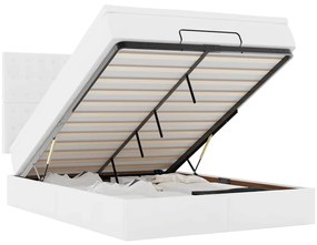 3313851 vidaXL Османска легло с матрак&LED, бяло, 140x190 см, изкуствена кожа
