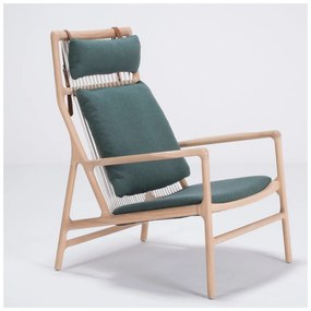 Фотьойл от дъбово дърво със зелена текстилна седалка Dedo - Gazzda