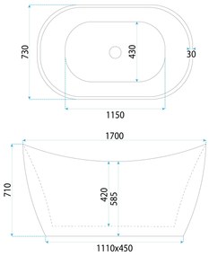 Свободностояща акрилна вана ATENA 170
