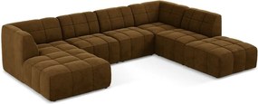 Кадифен ъглов диван в цвят горчица (U форма) Aloha – Makamii
