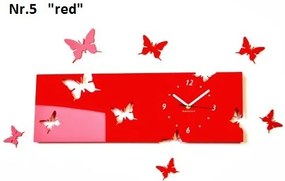 Стенни часовници с пеперуди, изработени от акрилно стъкло червен