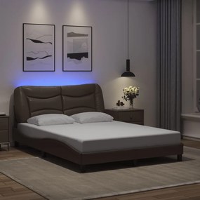 3213936 vidaXL Рамка за легло с LED без матрак Hvar, кафява, 140x200 см