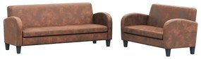 275226 vidaXL Комплект от 2 дивана, изкуствен велур, кафяв