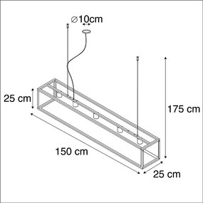 Модерна правоъгълна висяща лампа черна 5-лампа - Клетка