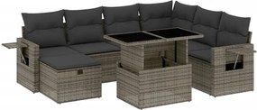 3275000 vidaXL Градински комплект диван с възглавници 8 части сив полиратан