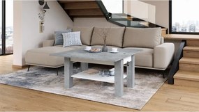 БРАВО Милениум Бетон/Бял - РАЗТЕГАТЕЛНА ХОЛНА МАСА С ПОВДИГАЩ МЕХАНИЗЪМ И С РАФТ