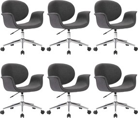 3054865 vidaXL Въртящи се трапезни столове, 6 бр, сиви, текстил