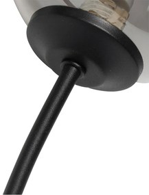 Модерна стенна лампа черна 2-лампова с димно стъкло - Атина