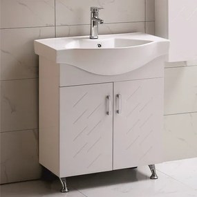 Долен шкаф за баня ICP 7049, PVC, бял, с умивалник, 71x47x85см