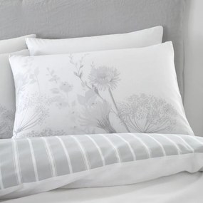 Бяло и сиво спално бельо Meadowsweet Floral, 200 x 200 cm Meadowsweet Floral - Catherine Lansfield