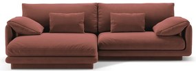 Розов кадифен ъглов диван (ляв ъгъл) Torino – Micadoni
