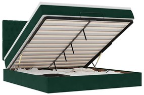 3314417 vidaXL Османска легло с матраци и LED, тъмнозелено, 200x200 см, кадифе