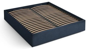 Тъмносиньо двойно легло 200x200 cm тапицирано с място за съхранение/без табла с включена подматрачна рамка Susan – Micadoni