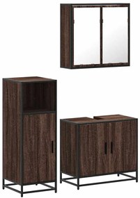 3300949 vidaXL Комплект мебели за баня от 3 части, кафяв дъб, инженерно дърво