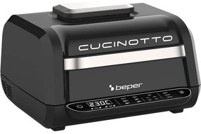 Разопакован: Мултифункционална скара/барбекю 8в1 Beper P101FRI080, 1700W, 8 функции, 3.8 L, 230 C, Черен