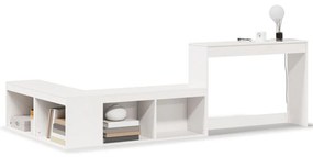 855751 vidaXL Нощно шкафче с бюро, бяло, 232x122x75 см, борово дърво масив